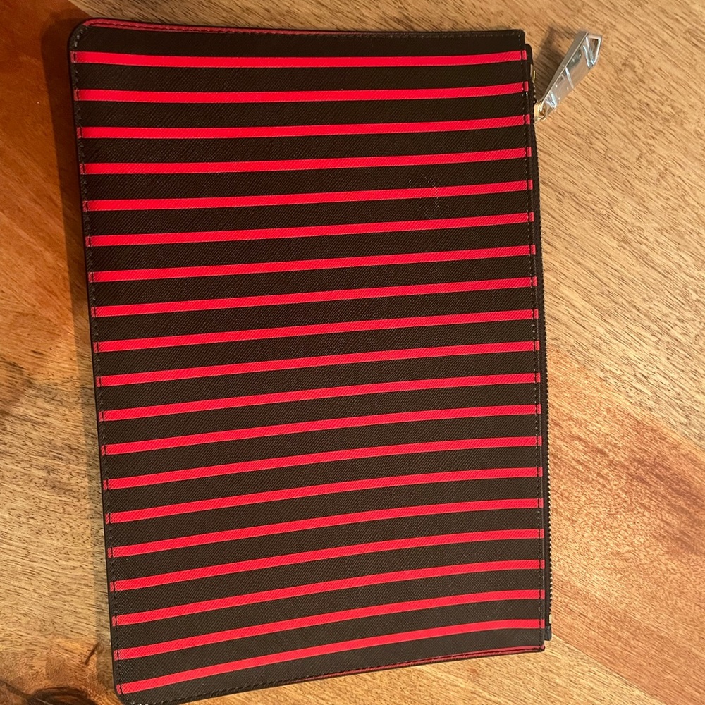 Navy and Red Striped envelope clutch bag, toiletries holder